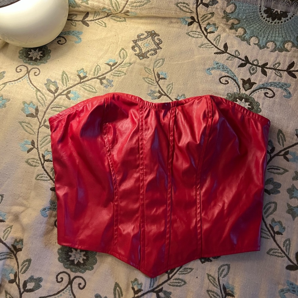 Red Crop Top Zipper Back